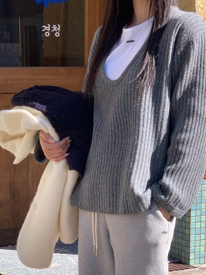 A Flan韓國直郵㊣女士新款休閑職業時尚真品25秋冬人氣針織衫AFN/FLAN EDITION針織衫