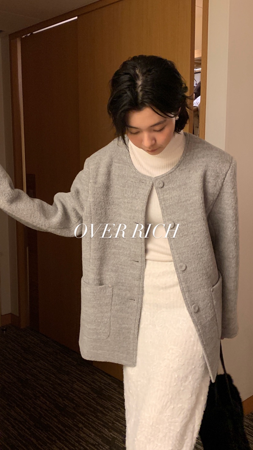 OVER RICH韓國直郵㊣女裝新品時尚職業人氣休閑熱賣夾克花呢OVER RICH夾克