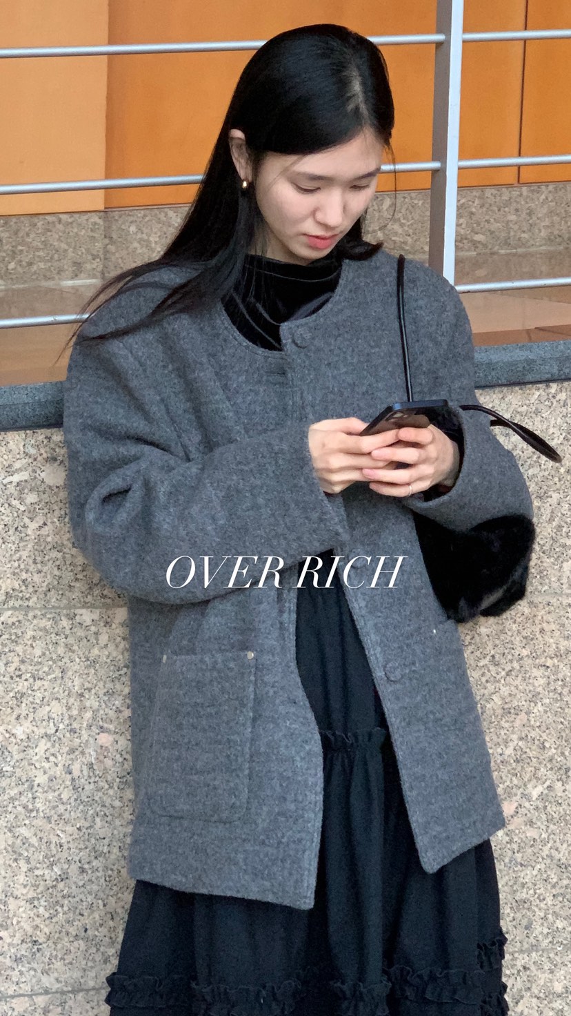 OVER RICH韓國直郵㊣女裝新品時尚職業人氣休閑熱賣夾克花呢OVER RICH夾克