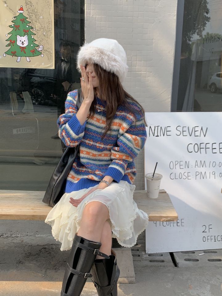 STAY HERE東大門㊣實拍女士新品休閑真品人氣時尚職業針織衫STAY HERE針織衫