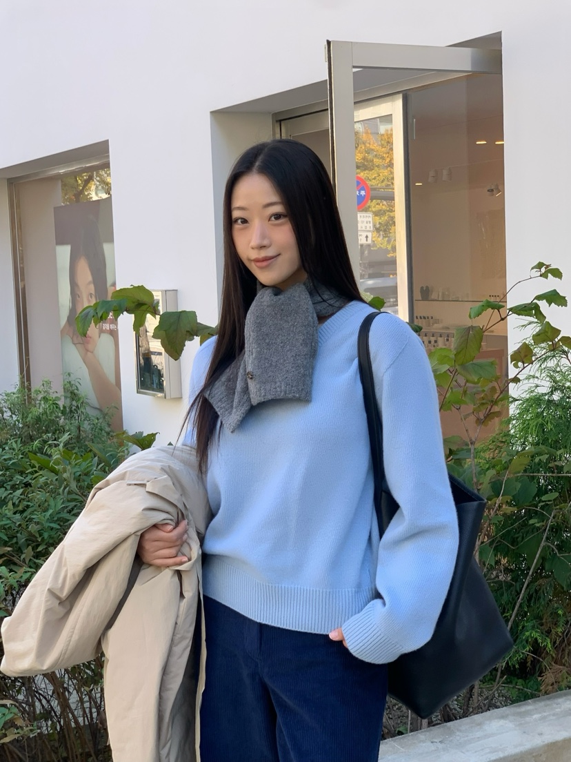 A Flan東大門㊣直郵女裝新款推薦職業25秋冬休閑針織衫V領A:FLAN EDITION針織衫