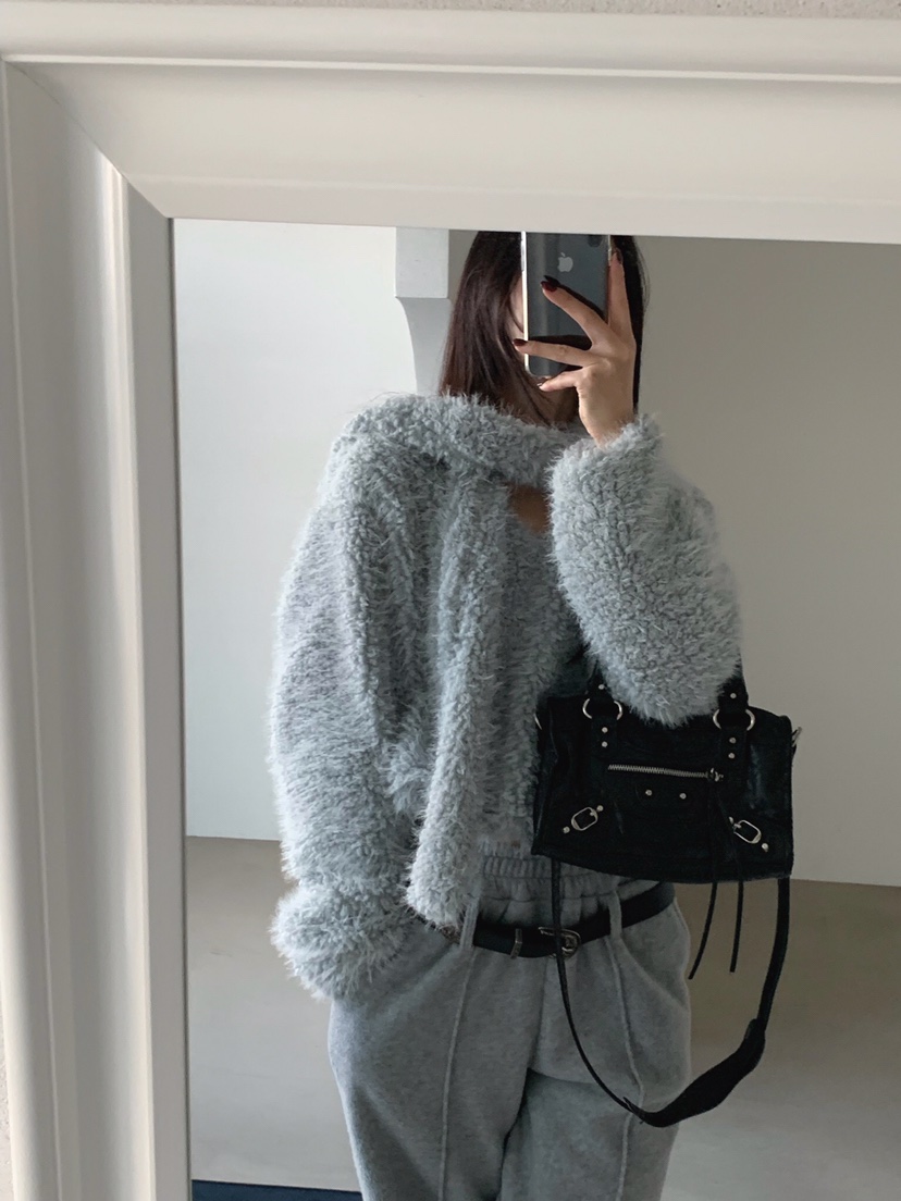 VERANDA東大門㊣代購女裝新品休閑25秋冬職業衛衣含圍巾毛皮VERANDA衛衣