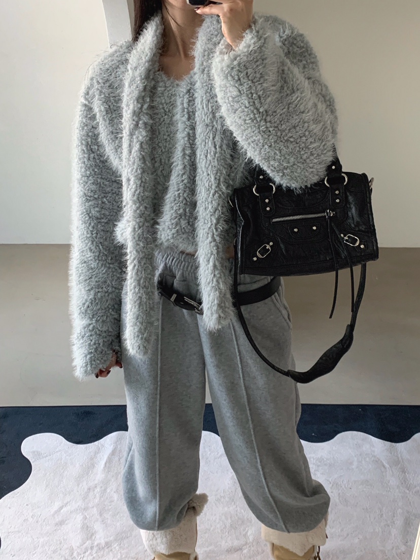 VERANDA東大門㊣代購女裝新品休閑25秋冬職業衛衣含圍巾毛皮VERANDA衛衣