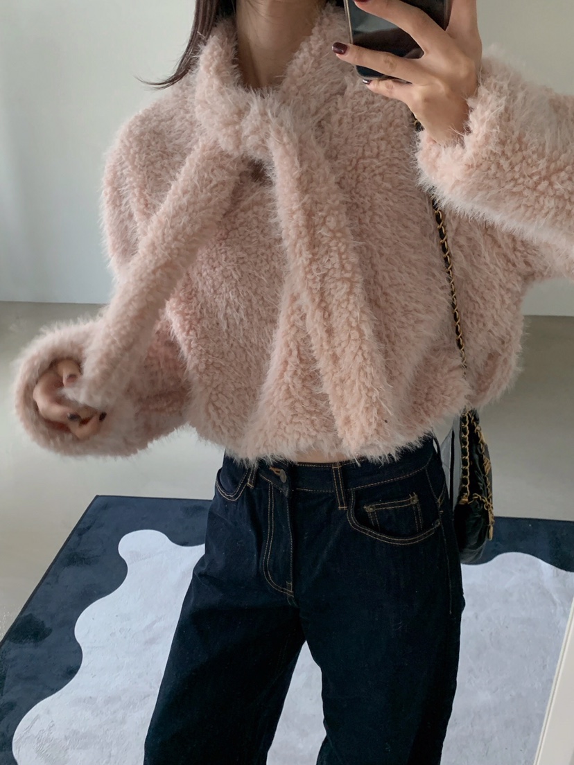 VERANDA東大門㊣代購女裝新品休閑25秋冬職業衛衣含圍巾毛皮VERANDA衛衣