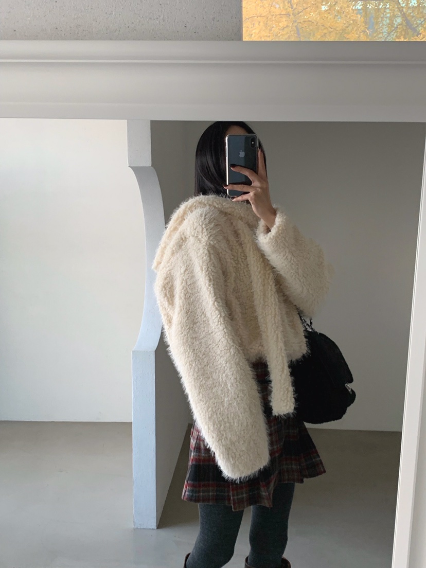 VERANDA東大門㊣代購女裝新品休閑25秋冬職業衛衣含圍巾毛皮VERANDA衛衣