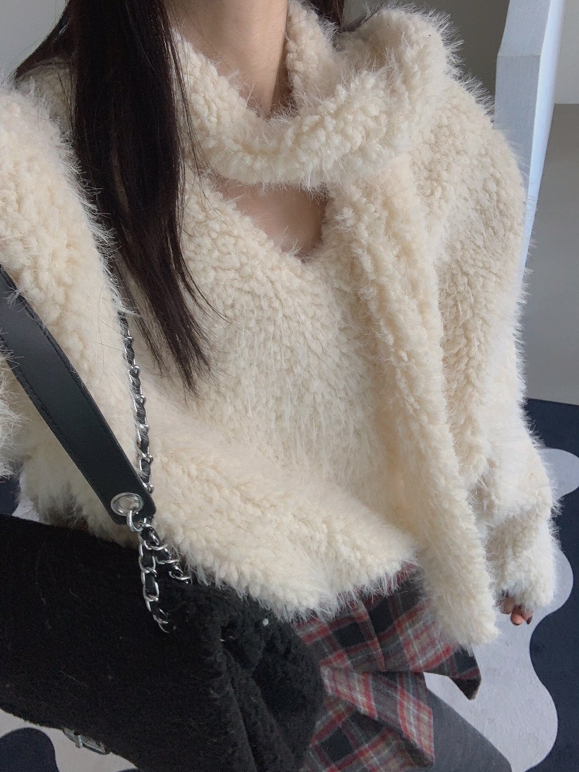 VERANDA東大門㊣代購女裝新品休閑25秋冬職業衛衣含圍巾毛皮VERANDA衛衣