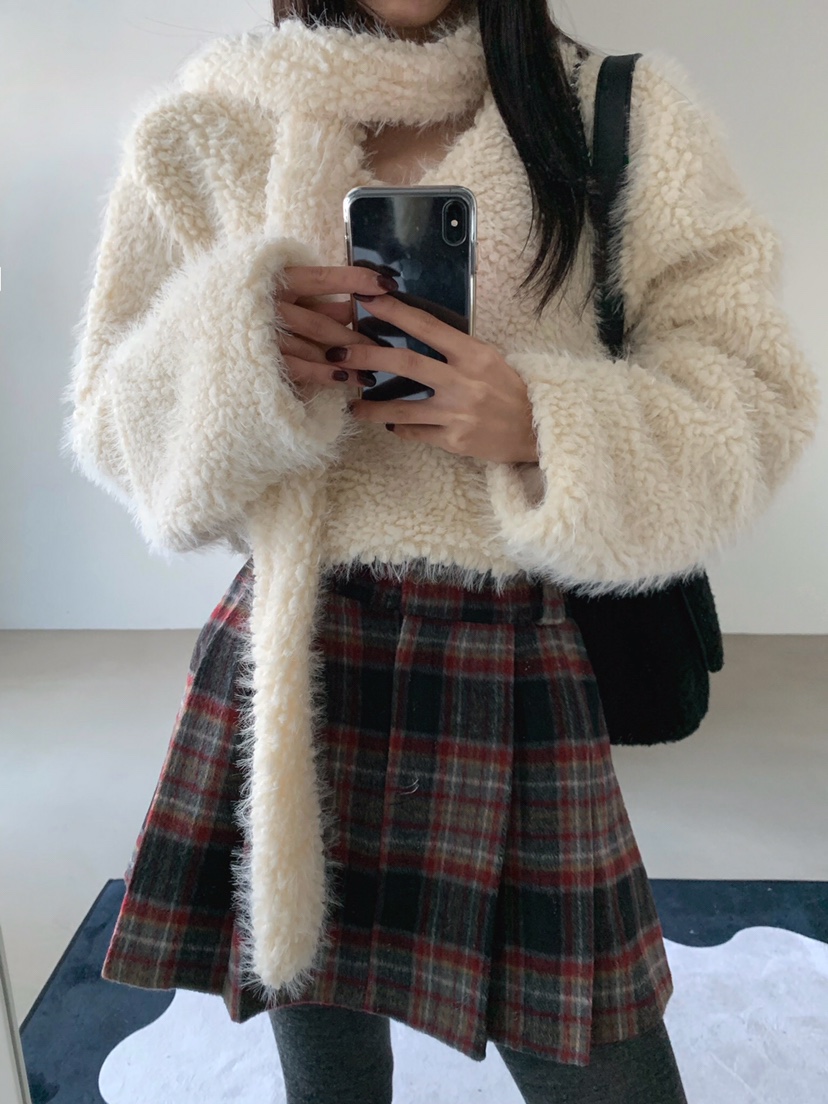 VERANDA東大門㊣代購女裝新品休閑25秋冬職業衛衣含圍巾毛皮VERANDA衛衣