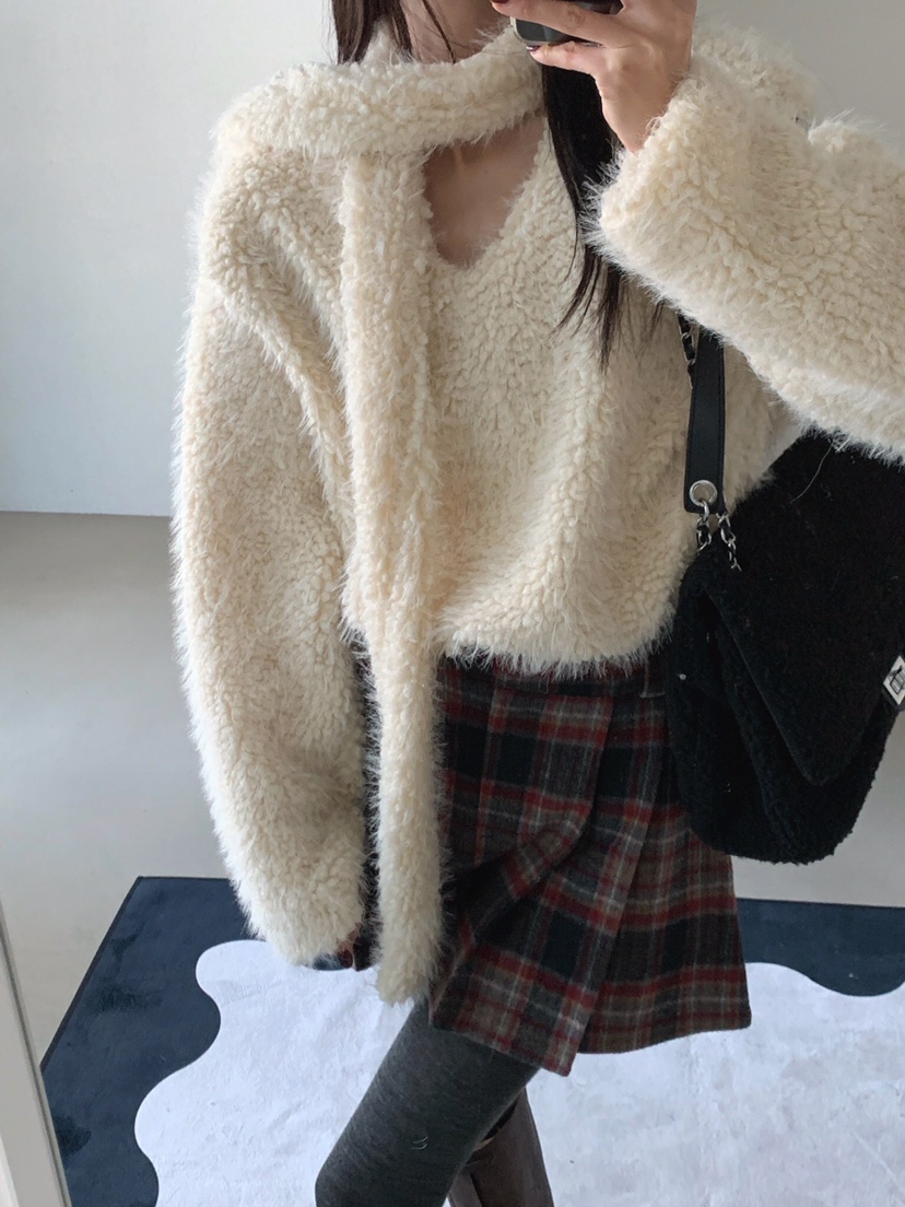 VERANDA東大門㊣代購女裝新品休閑25秋冬職業衛衣含圍巾毛皮VERANDA衛衣