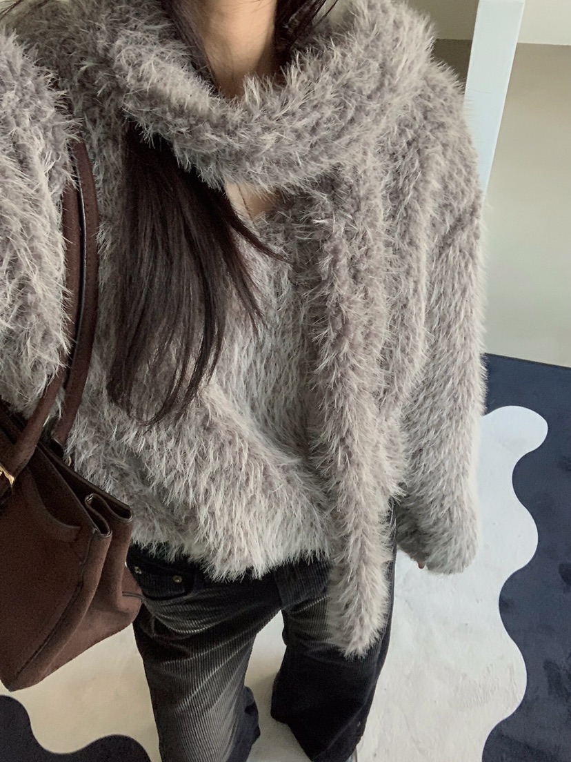 VERANDA東大門㊣代購女裝新品休閑25秋冬職業衛衣含圍巾毛皮VERANDA衛衣