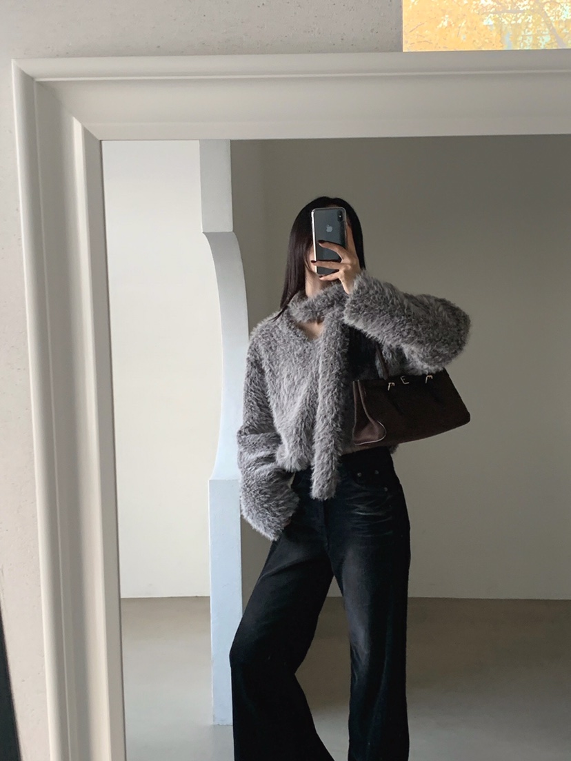 VERANDA東大門㊣代購女裝新品休閑25秋冬職業衛衣含圍巾毛皮VERANDA衛衣