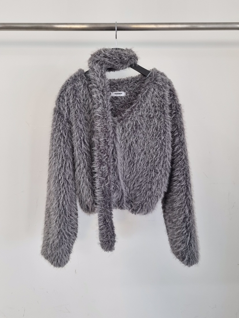 VERANDA東大門㊣代購女裝新品休閑25秋冬職業衛衣含圍巾毛皮VERANDA衛衣圖色2