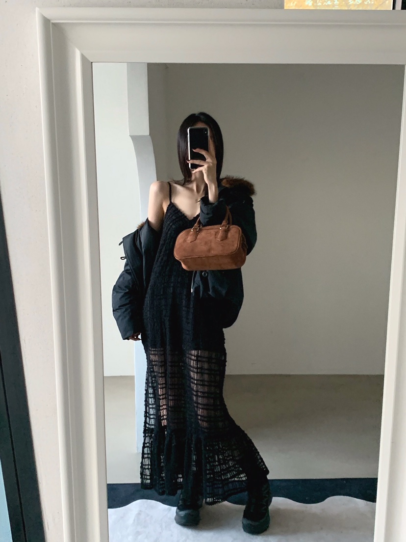 VERANDA東大門㊣代購女裝新品人氣熱賣25秋冬推薦連衣裙網眼VERANDA連衣裙