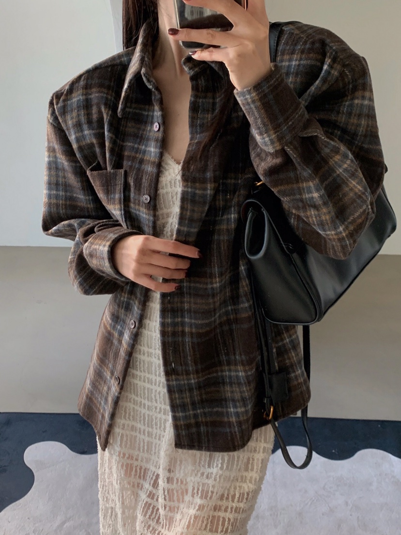 VERANDA韓國直郵㊣女士新款推薦職業熱賣真品襯衫蕾絲衫格子VERANDA襯衫/蕾絲衫