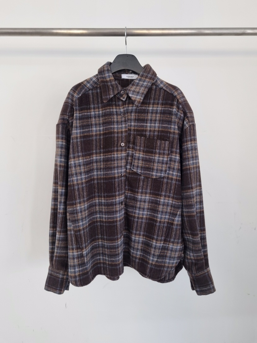 VERANDA韓國直郵㊣女士新款推薦職業熱賣真品襯衫蕾絲衫格子VERANDA襯衫/蕾絲衫圖色2