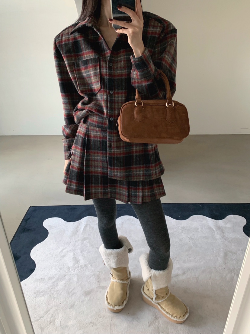 VERANDA東大門㊣代購女裝新款職業真品熱賣25秋冬休閑短裙格子VERANDA短裙