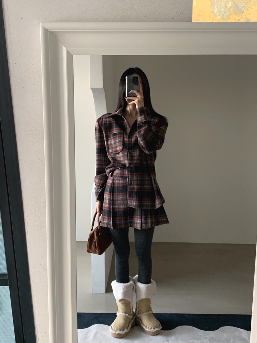 VERANDA東大門㊣代購女裝新款職業真品熱賣25秋冬休閑短裙格子VERANDA短裙