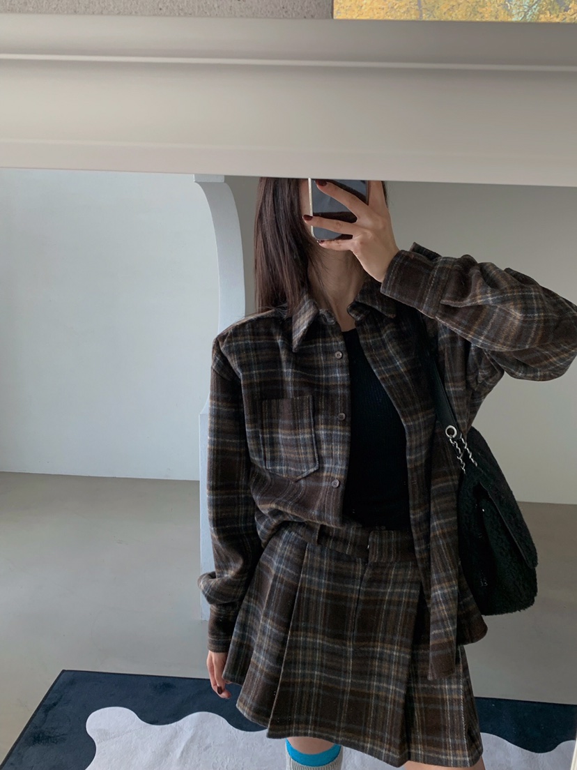 VERANDA東大門㊣代購女裝新款職業真品熱賣25秋冬休閑短裙格子VERANDA短裙