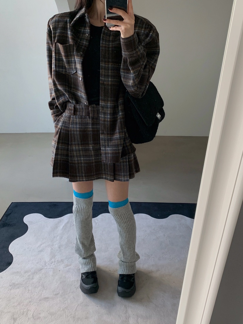 VERANDA東大門㊣代購女裝新款職業真品熱賣25秋冬休閑短裙格子VERANDA短裙