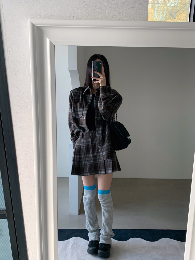 VERANDA東大門㊣代購女裝新款職業真品熱賣25秋冬休閑短裙格子VERANDA短裙