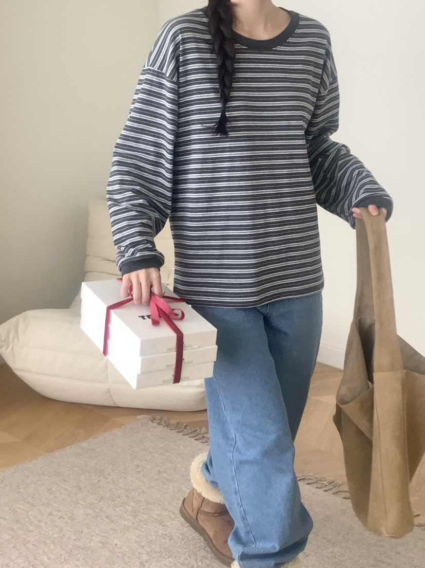 WOOD東大門㊣實拍女裝新品職業休閑25秋冬推薦時尚真品長袖T恤WOOD長袖T恤