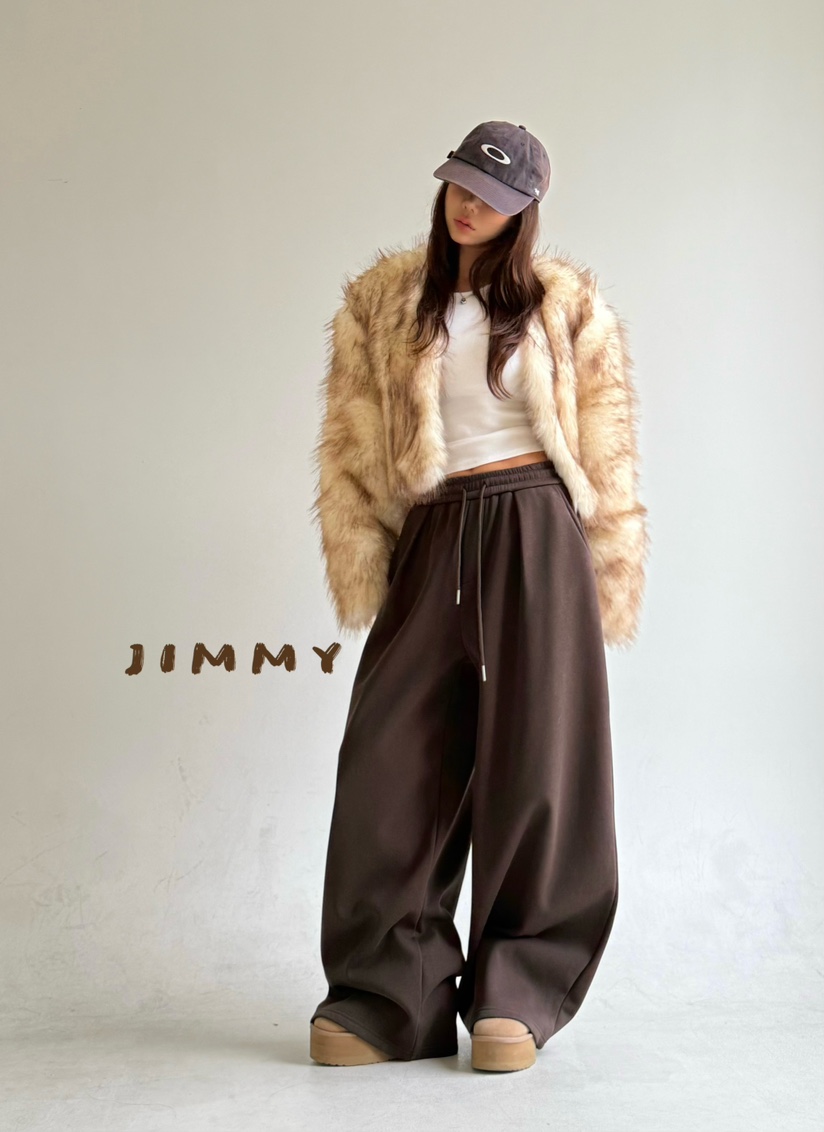 JIMMY東大門㊣實拍女士新款25秋冬熱賣推薦職業時尚休閑褲抓絨JIMMY/REMAKE休閑褲