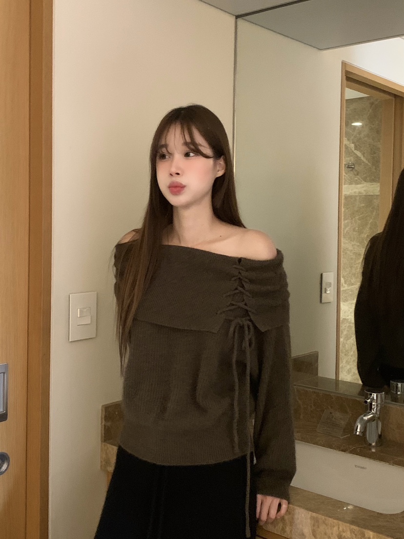 LEGACY東大門㊣代購女裝新品推薦熱賣人氣真品針織衫浣熊露肩LEGACY針織衫