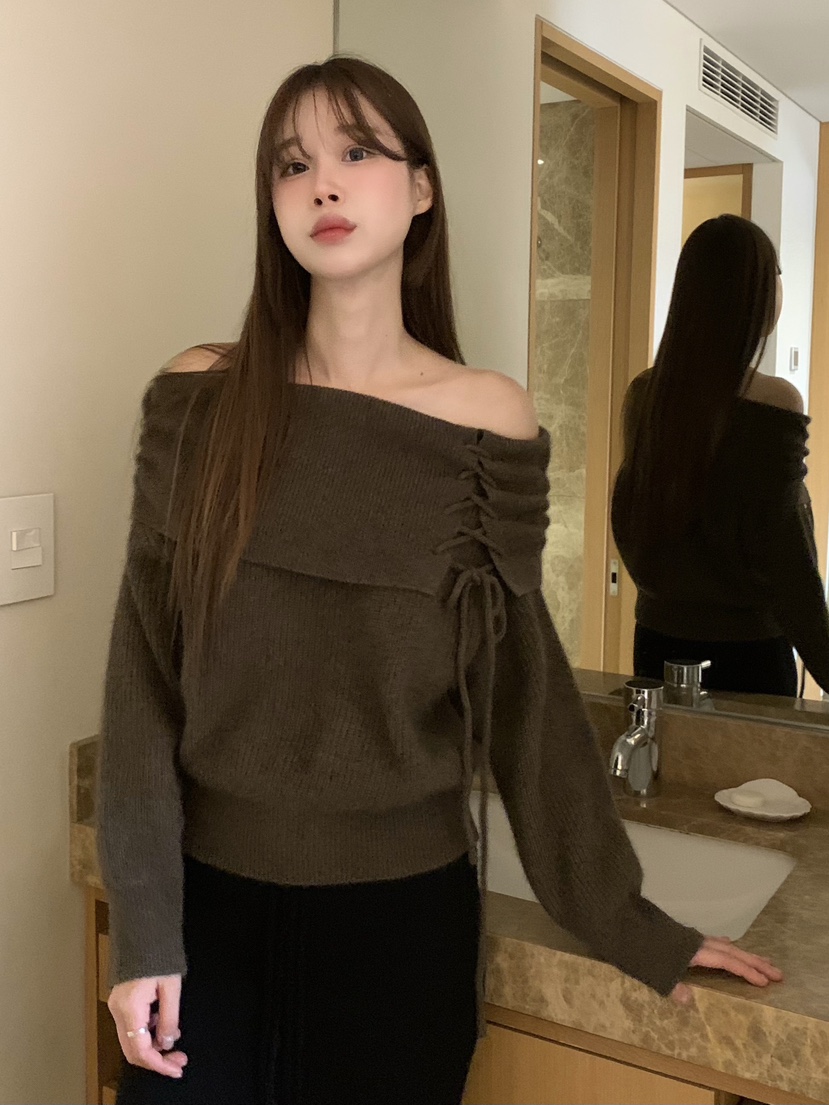 LEGACY東大門㊣代購女裝新品推薦熱賣人氣真品針織衫浣熊露肩LEGACY針織衫