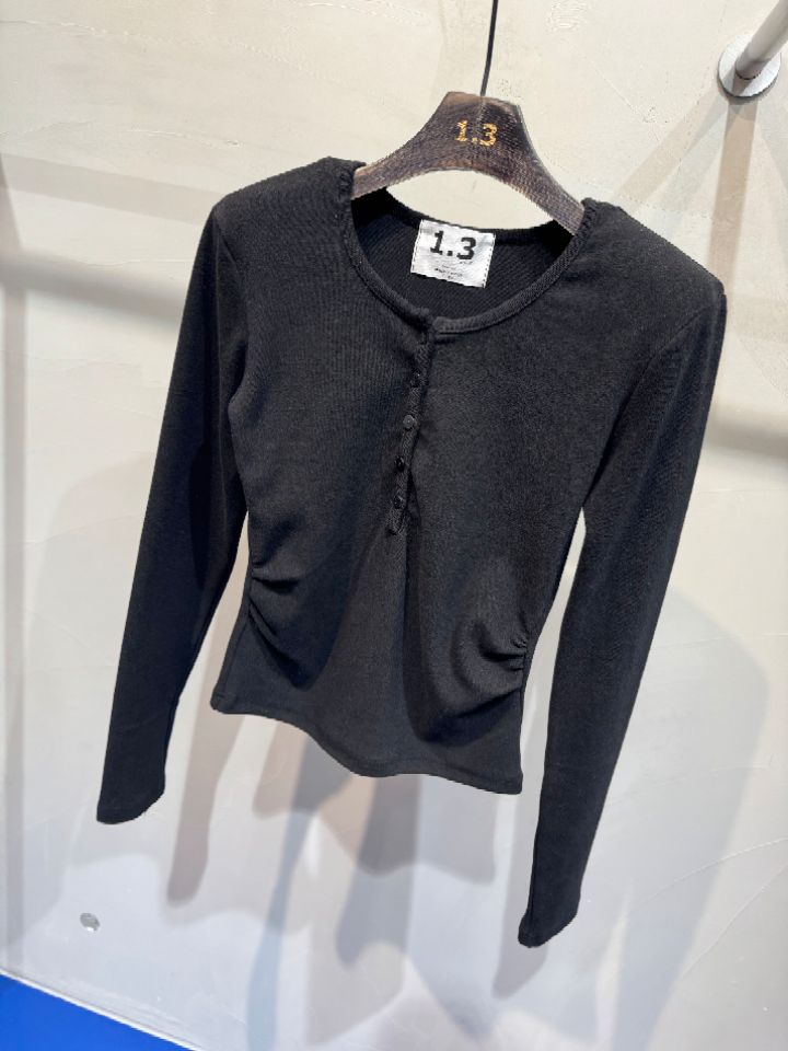 1.3東大門㊣代購女裝新品休閑職業真品25秋冬推薦長袖T恤紐扣1.3長袖T恤