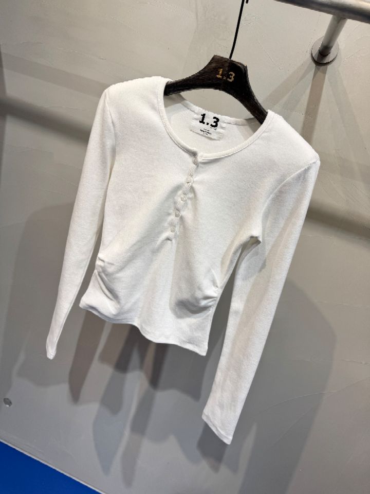 1.3東大門㊣代購女裝新品休閑職業真品25秋冬推薦長袖T恤紐扣1.3長袖T恤