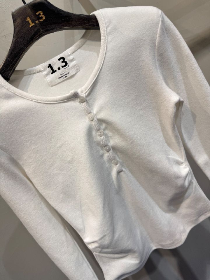 1.3東大門㊣代購女裝新品休閑職業真品25秋冬推薦長袖T恤紐扣1.3長袖T恤