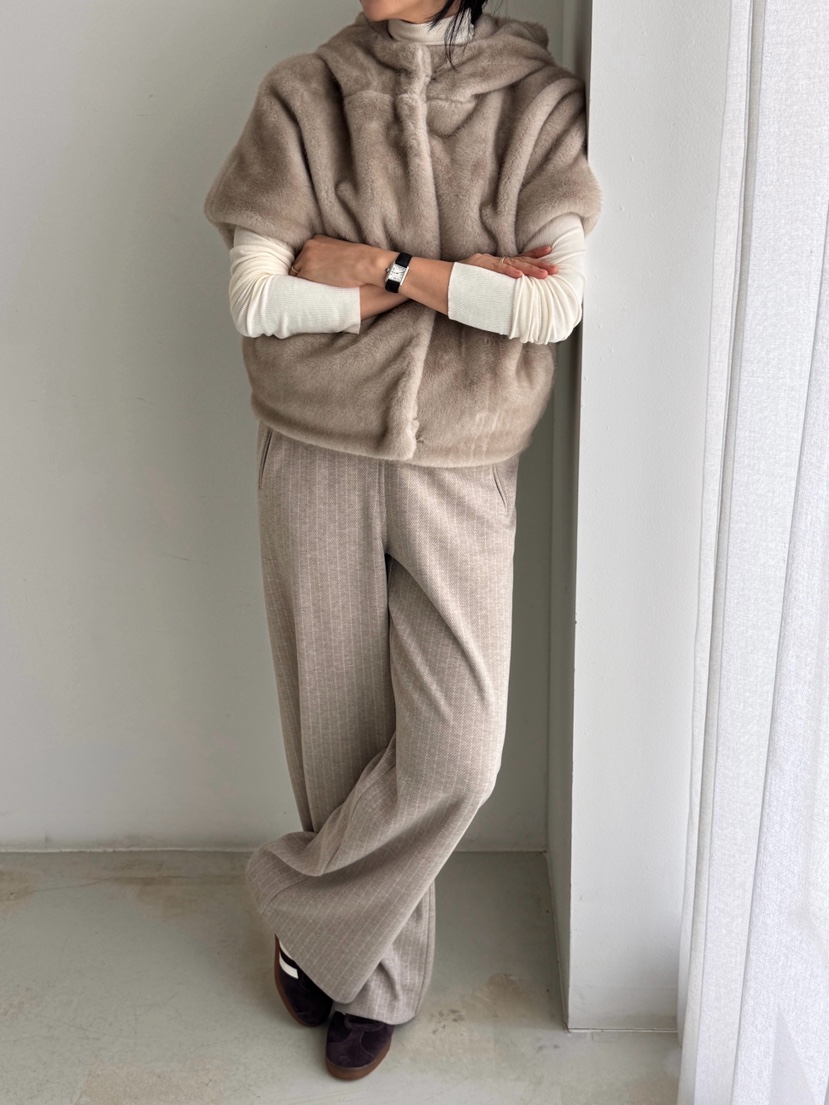 HEIZE東大門㊣代購女裝新品時尚25秋冬休閑短款大衣貂皮連帽HEIZE短款大衣