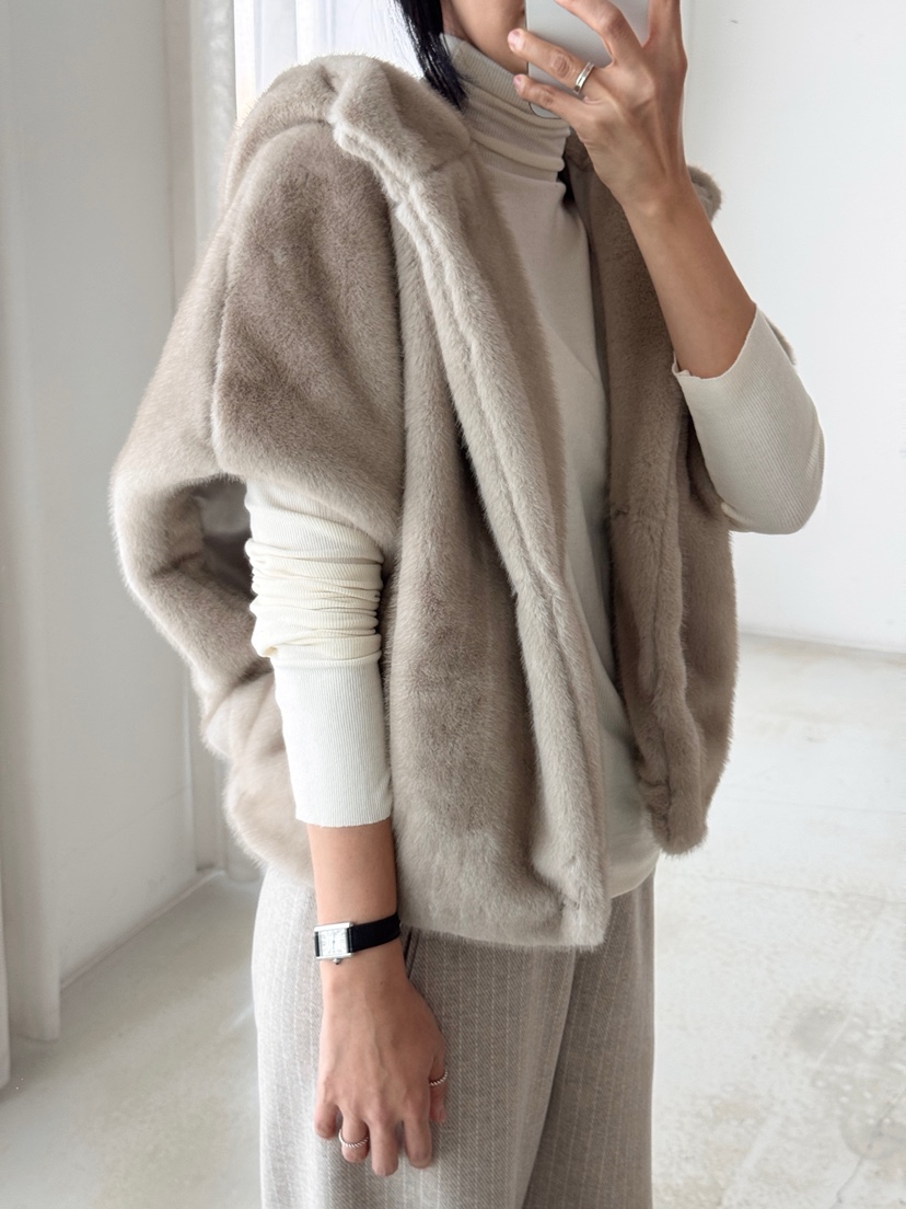 HEIZE東大門㊣代購女裝新品時尚25秋冬休閑短款大衣貂皮連帽HEIZE短款大衣