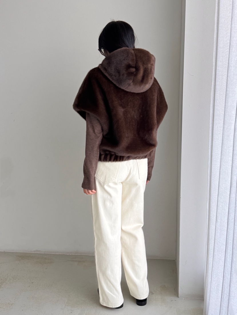 HEIZE東大門㊣代購女裝新品時尚25秋冬休閑短款大衣貂皮連帽HEIZE短款大衣