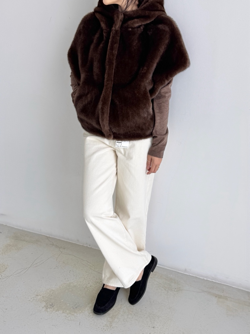 HEIZE東大門㊣代購女裝新品時尚25秋冬休閑短款大衣貂皮連帽HEIZE短款大衣