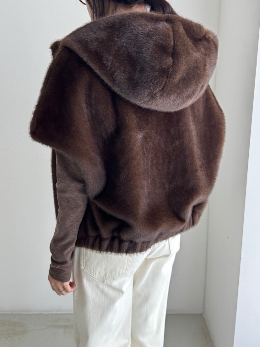 HEIZE東大門㊣代購女裝新品時尚25秋冬休閑短款大衣貂皮連帽HEIZE短款大衣