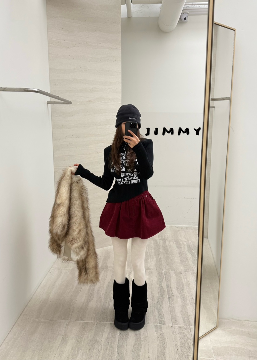 JIMMY東大門㊣直郵女裝新款時尚人氣休閑25秋冬推薦短裙燈芯絨JIMMY/REMAKE短裙
