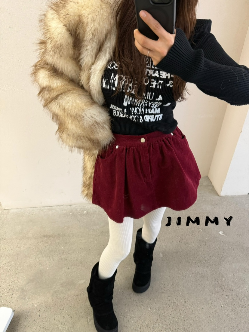 JIMMY東大門㊣直郵女裝新款時尚人氣休閑25秋冬推薦短裙燈芯絨JIMMY/REMAKE短裙