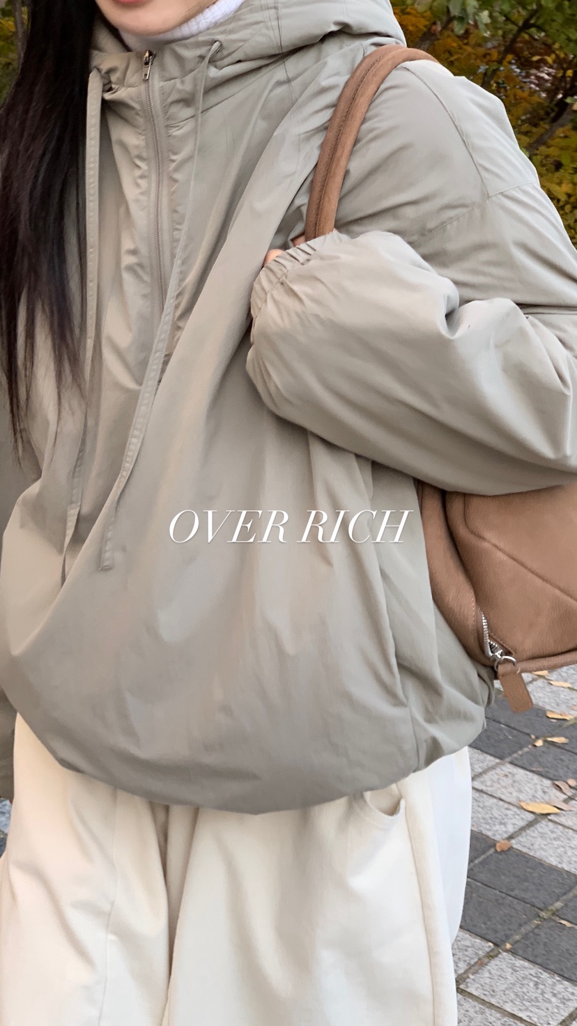 OVER RICH東大門㊣實拍女裝新品時尚25秋冬衛衣連帽衫拉鏈OVER RICH衛衣