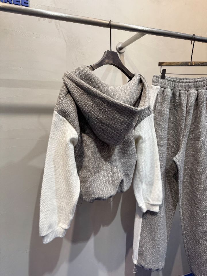 1.3東大門㊣代購女士新品人氣推薦休閑套裝粗花呢連帽衫套裝1.3套裝