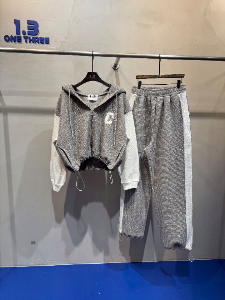 1.3東大門㊣代購女士新品人氣推薦休閑套裝粗花呢連帽衫套裝1.3套裝圖色2