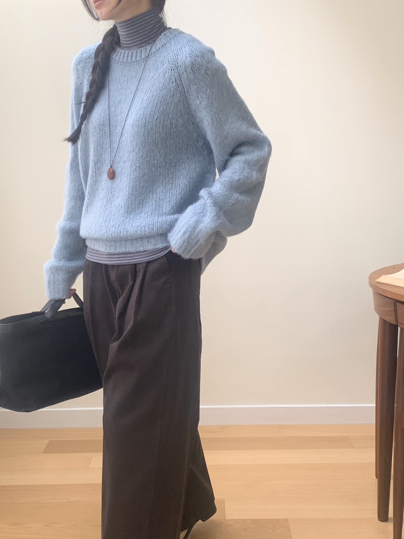 WOOD韓國直郵㊣女士新款25秋冬時尚熱賣推薦職業休閑針織衫WOOD針織衫