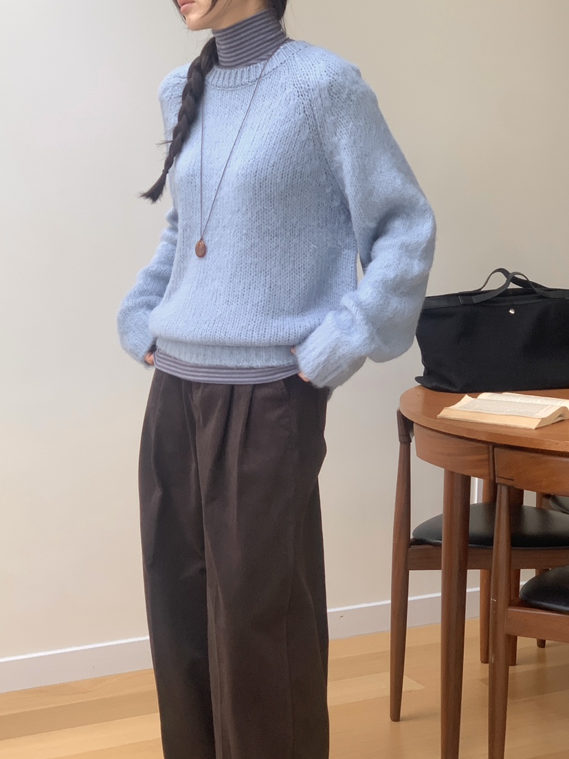 WOOD韓國直郵㊣女士新款25秋冬時尚熱賣推薦職業休閑針織衫WOOD針織衫