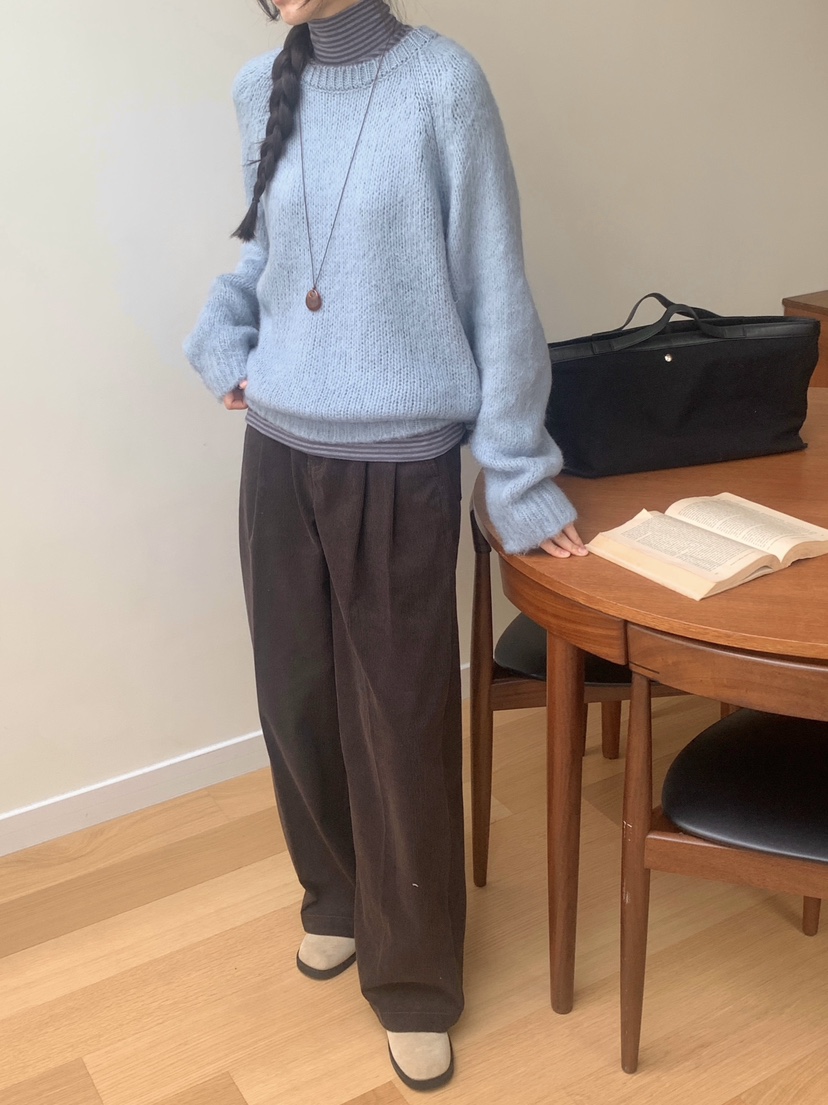 WOOD韓國直郵㊣女士新款25秋冬時尚熱賣推薦職業休閑針織衫WOOD針織衫