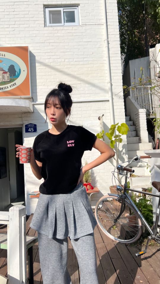 HEY/TO SEWING東大門㊣代購女裝新款熱賣人氣職業T恤絲絨BY HEY/TO SEWINGT恤