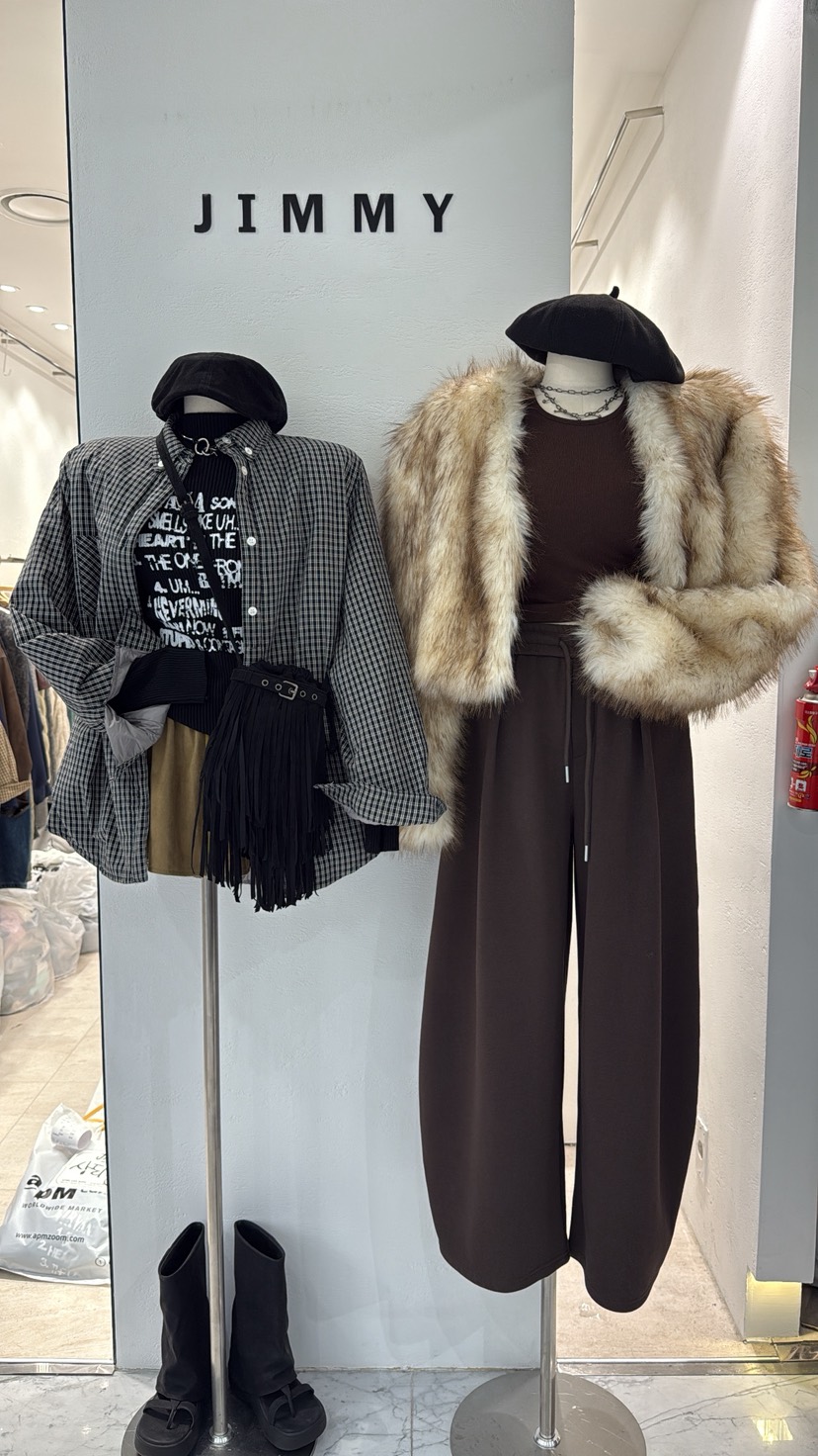 JIMMY韓國代購㊣女裝新款人氣職業時尚休閑熱賣短款大衣毛絨JIMMY/REMAKE短款大衣