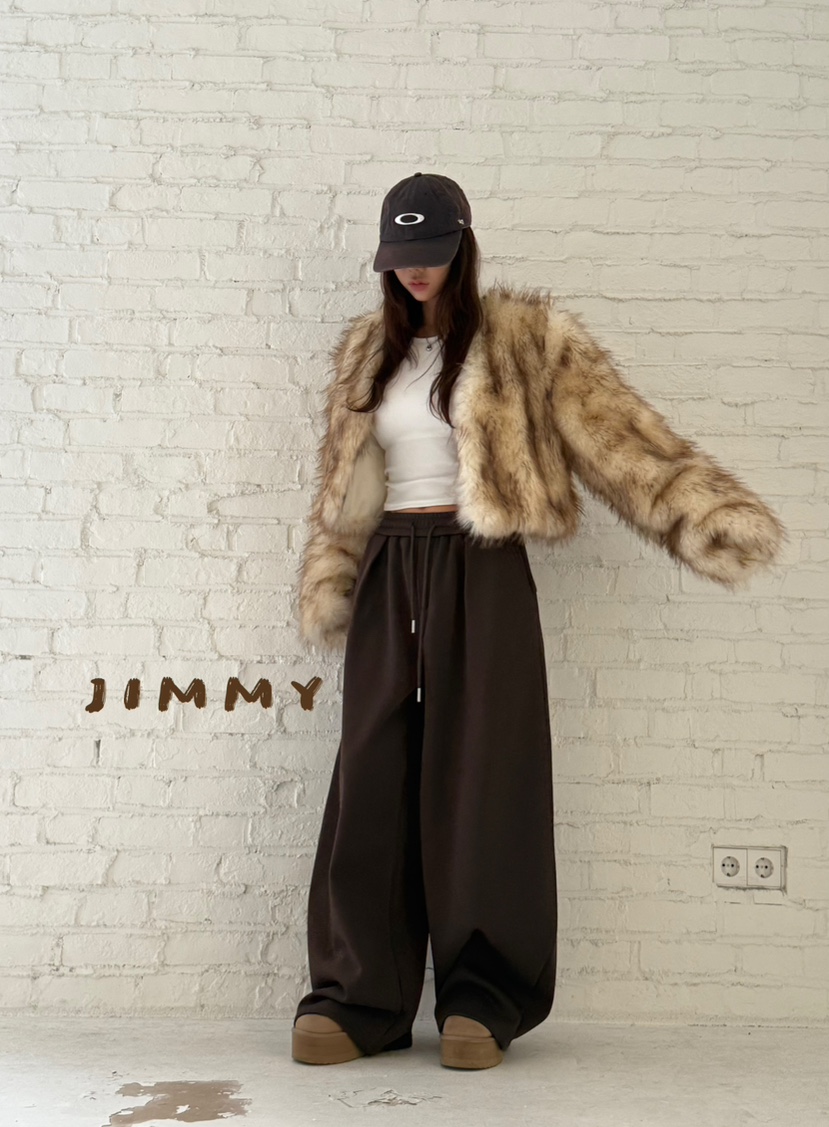 JIMMY韓國代購㊣女裝新款人氣職業時尚休閑熱賣短款大衣毛絨JIMMY/REMAKE短款大衣