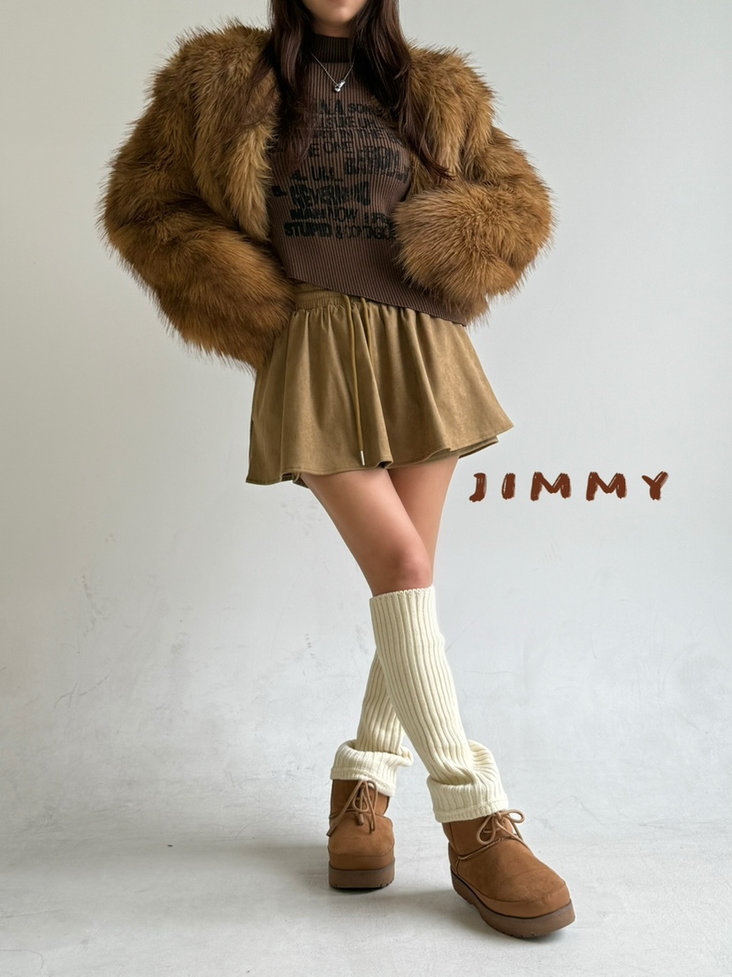 JIMMY韓國代購㊣女裝新款人氣職業時尚休閑熱賣短款大衣毛絨JIMMY/REMAKE短款大衣