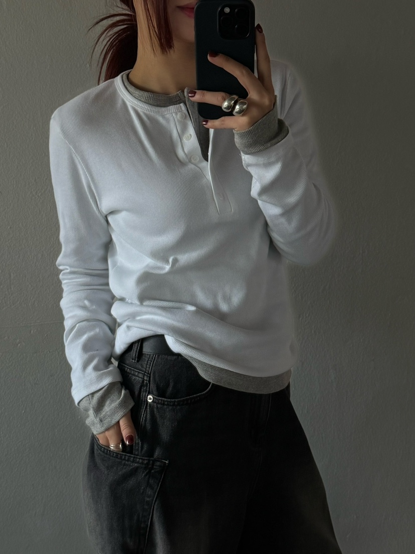 OVER NEAR韓國代購㊣女士新品熱賣人氣職業長袖T恤不含內搭OVER NEAR長袖T恤