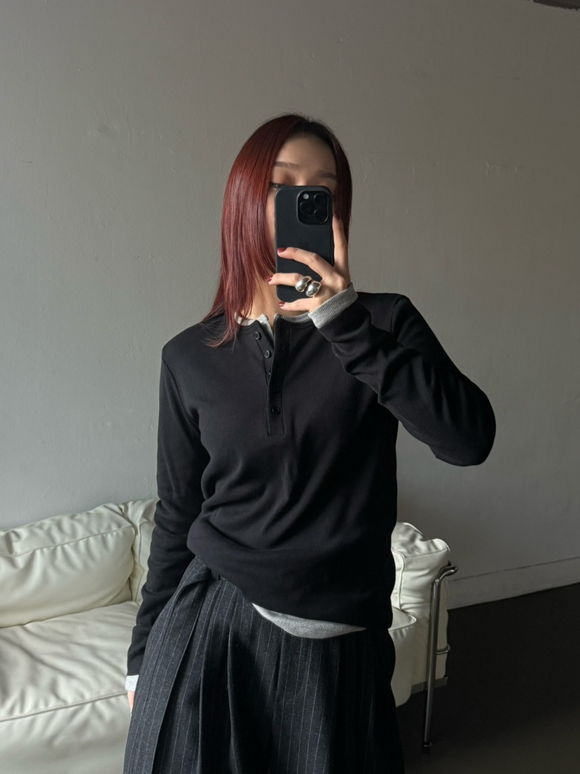 OVER NEAR韓國代購㊣女士新品熱賣人氣職業長袖T恤不含內搭OVER NEAR長袖T恤