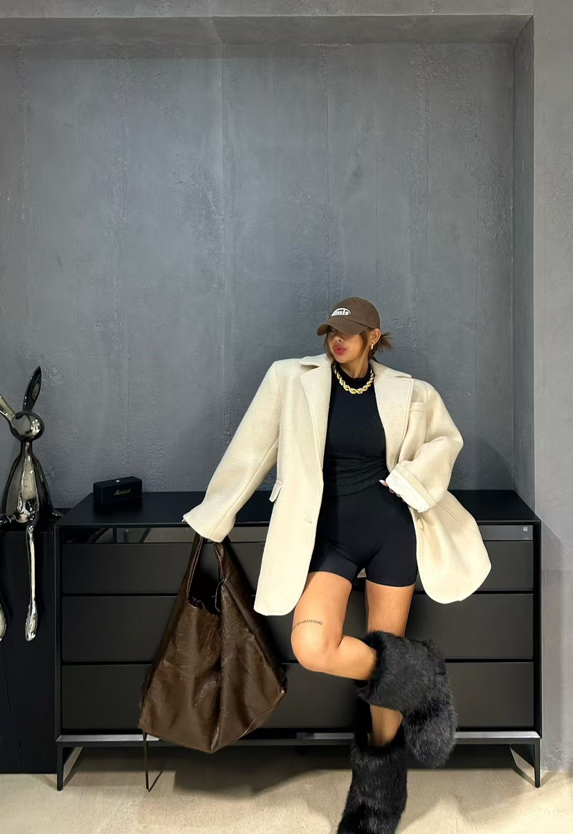 BLACK BABI東大門㊣實拍女裝新品時尚人氣休閑25秋冬夾克羊毛BLACK BABI夾克